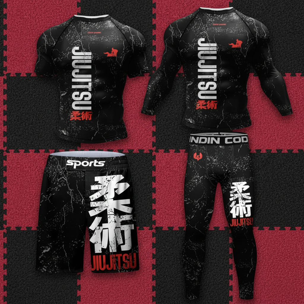 4-Piece BJJ Set on BJJ Mat