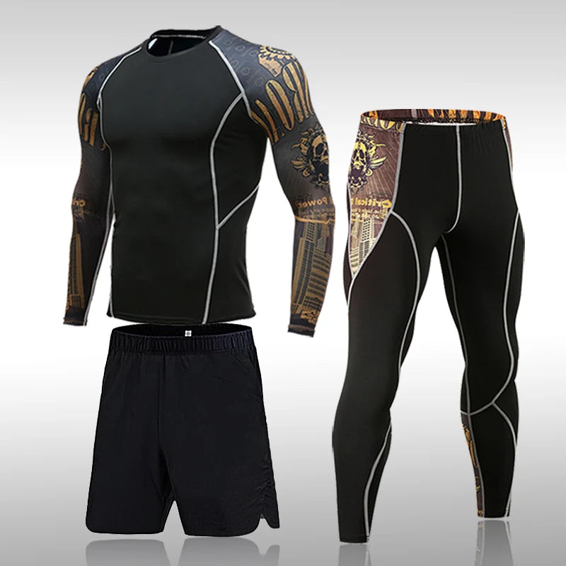 3-2 Piece Compression Training Set - Rashguard, Shorts & Tights