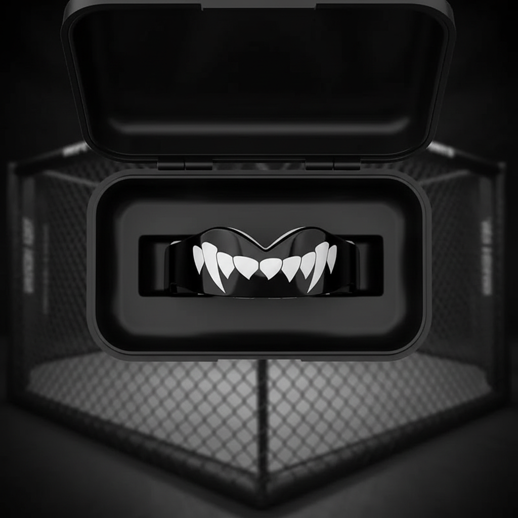 Fang mouthguard flat in case overhead