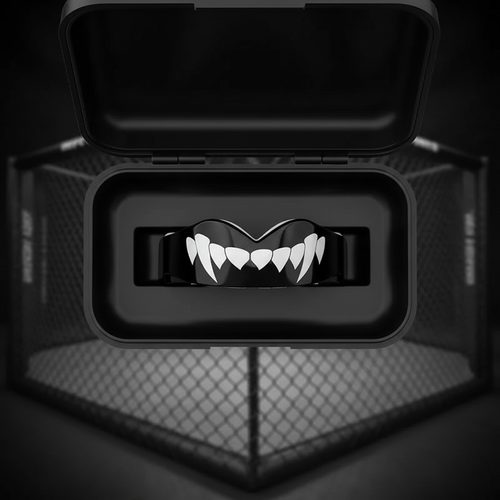 Fang mouthguard flat in case overhead
