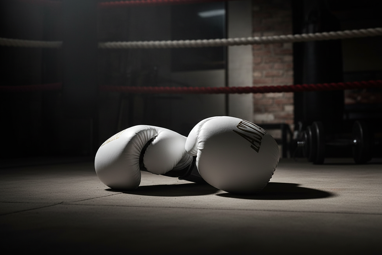 White Gold Boxing Gloves Lifestyle